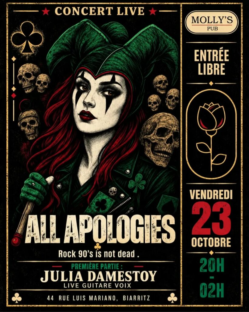 Soirée électro – All Apologies, avec Julia Damestoy en